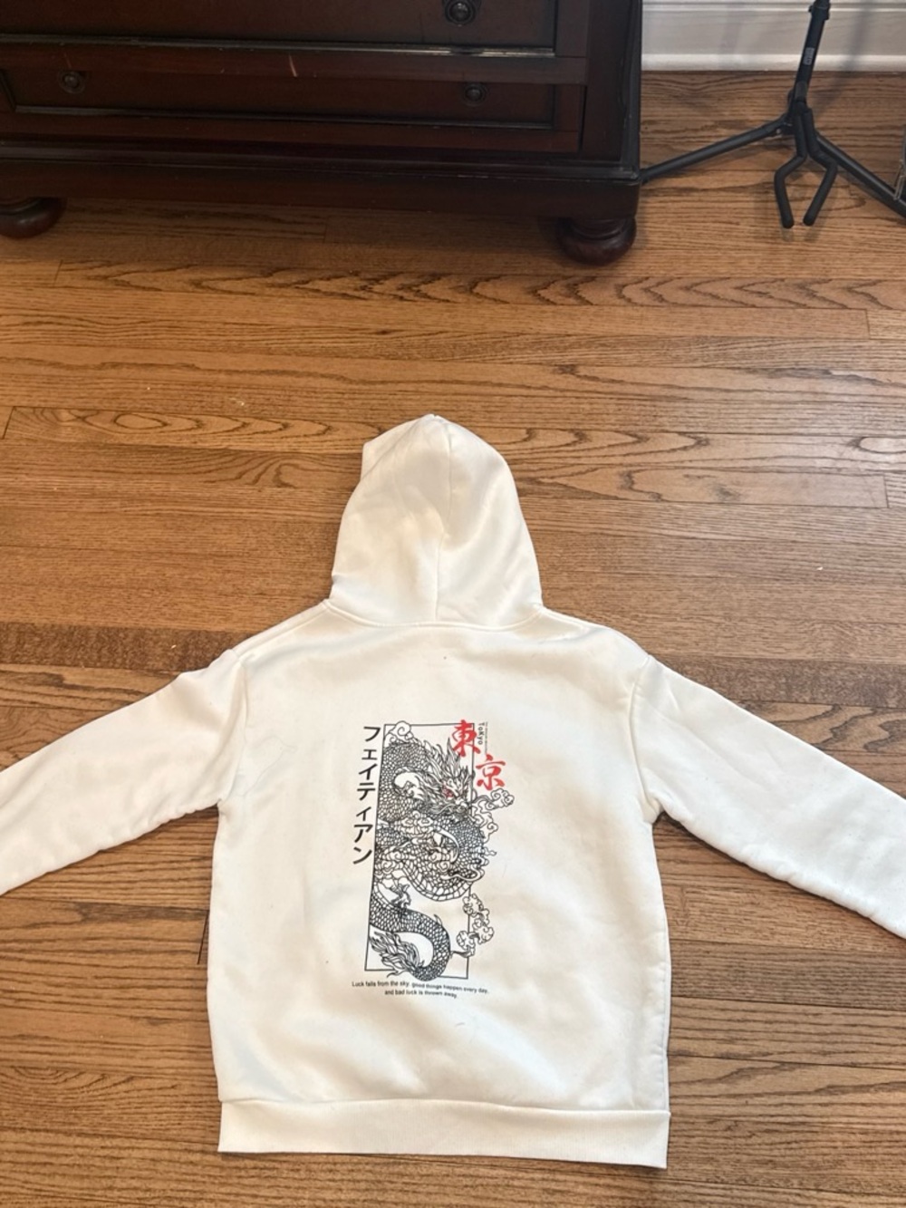 Kids White Hoodie with Dragon Graphic